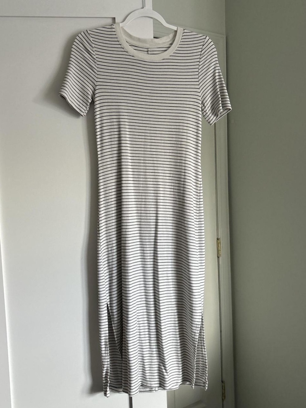 a new day Striped Short-Sleeve Midi Dress - White & Black